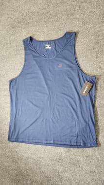 EZRUN Men's Quick Dry Athletic Tank Top Workout Running Gym Shirt Navy Blue 2XL